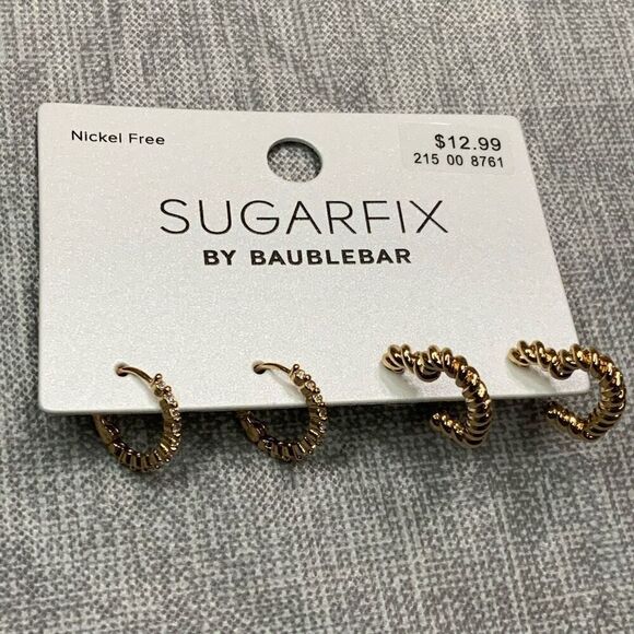 SugarFix by BaubleBar Crystal Hoop & Gold Tone Heart Earring Set - Picture 3 of 8